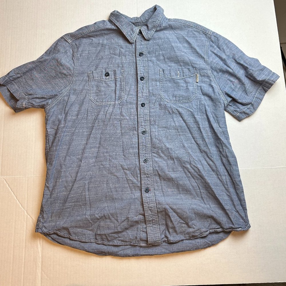Woolrich Men's Short Sleeve Button Down Shirt Blue Size XL